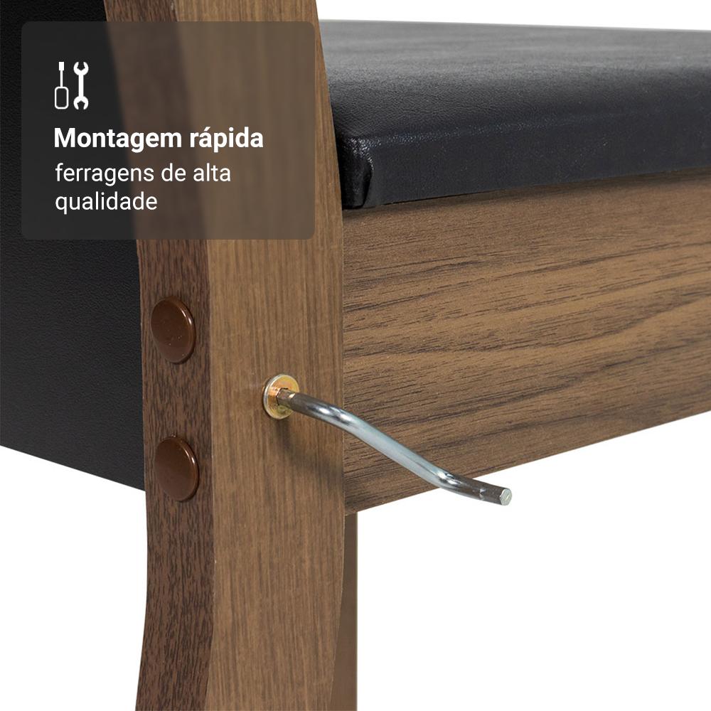 Miniatura Conjunto Sala de Jantar Madesa Talita Mesa Tampo de Madeira 4 Cadeiras - Rustic/Preto/SintPreto Rustic/Preto/Sintético Preto