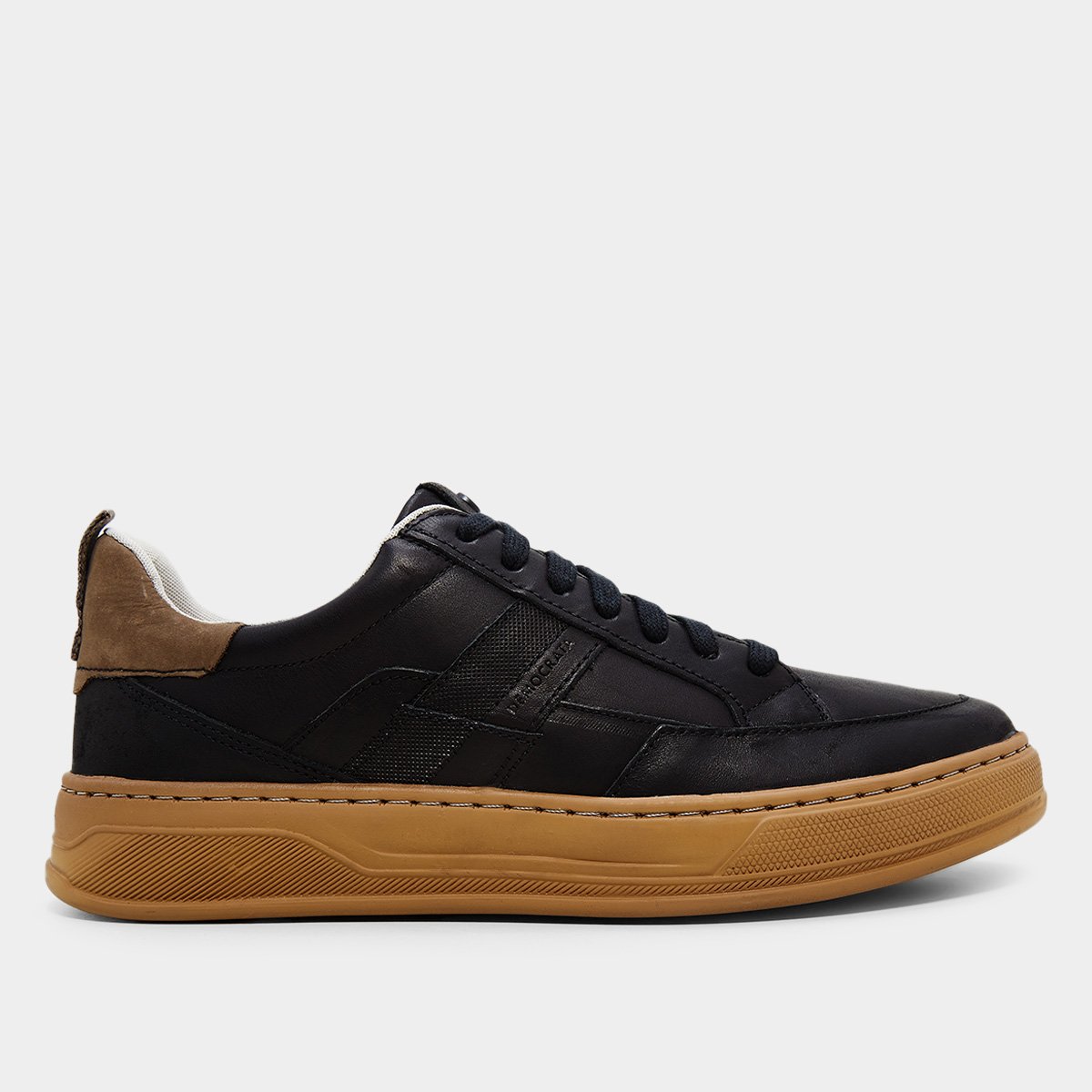 Miniatura Tênis Couro Democrata Bold Masculino Preto+Marrom - 38