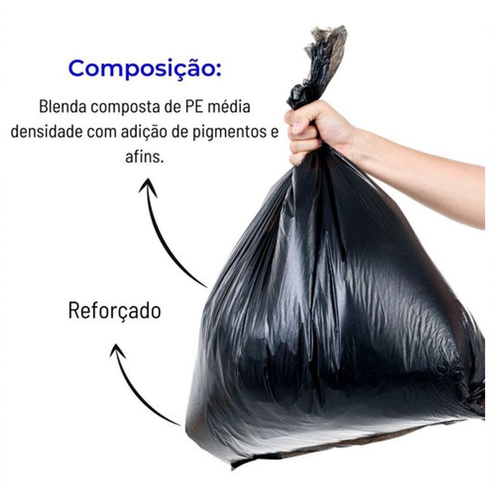 Miniatura Saco De Lixo Preto 60L Reforçado Resistente 100Un Preto
