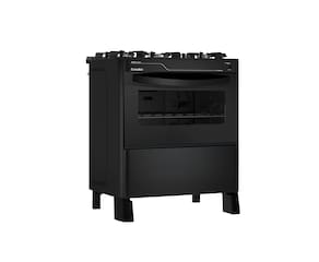 Miniatura Fogão Esmaltec 5 Bocas Pérola Glass 5115 Preto com Mesa de Vidro Temperado - Bivolt