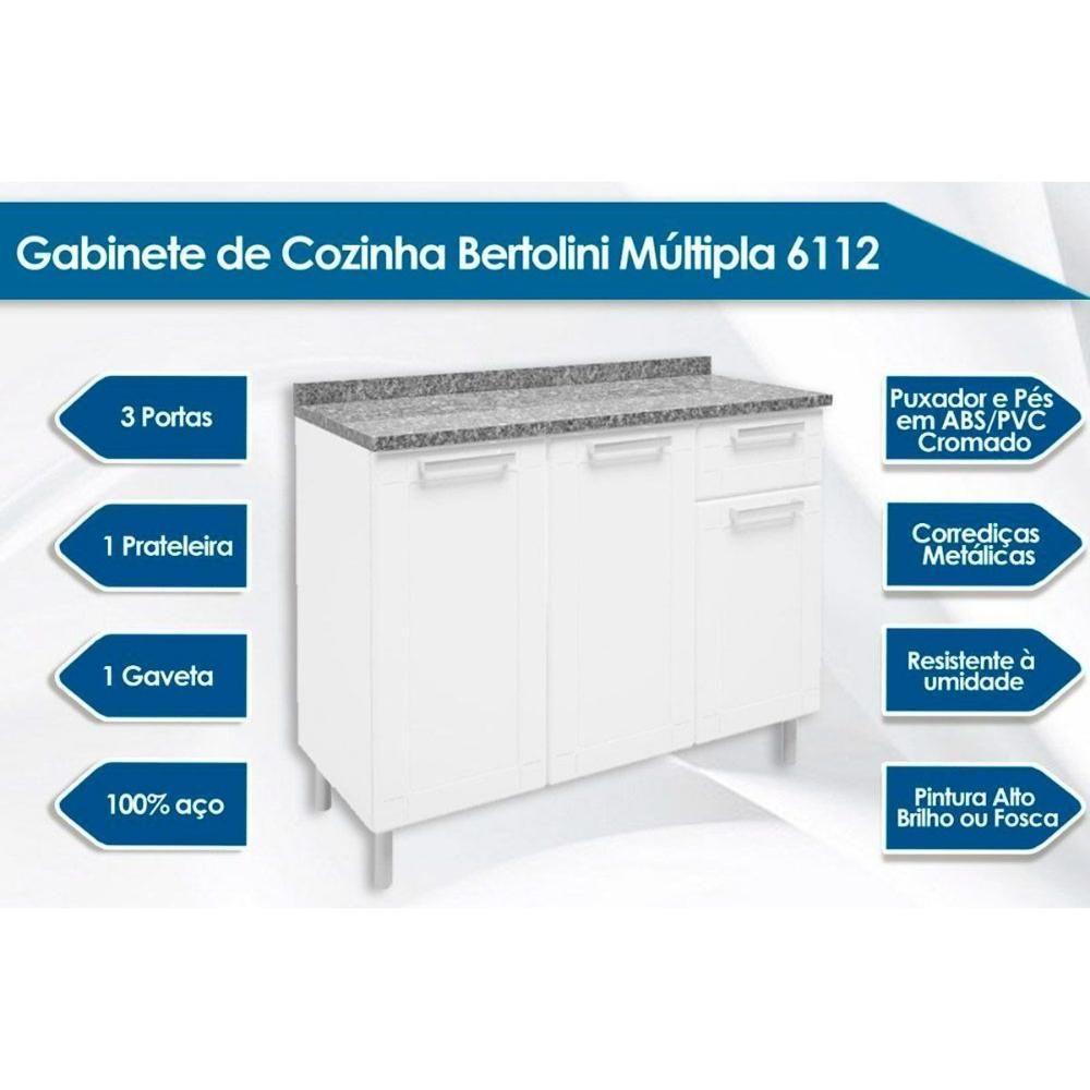 Miniatura Balcão De Cozinha Modulado Múltipla 6112 3 Portas 1 Gaveta C/tampo Branco - Bertolini