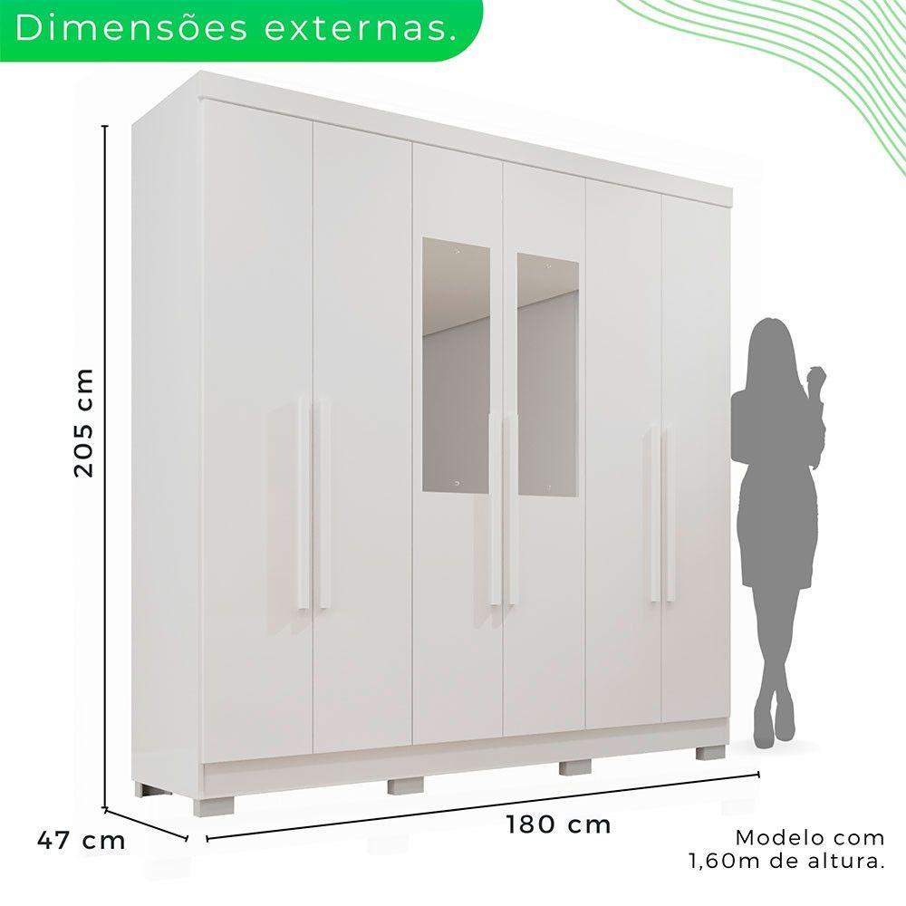 Miniatura Guarda-roupa Casal Com Pé 6 Portas 2 Gavetas Recife Sallêto Branco