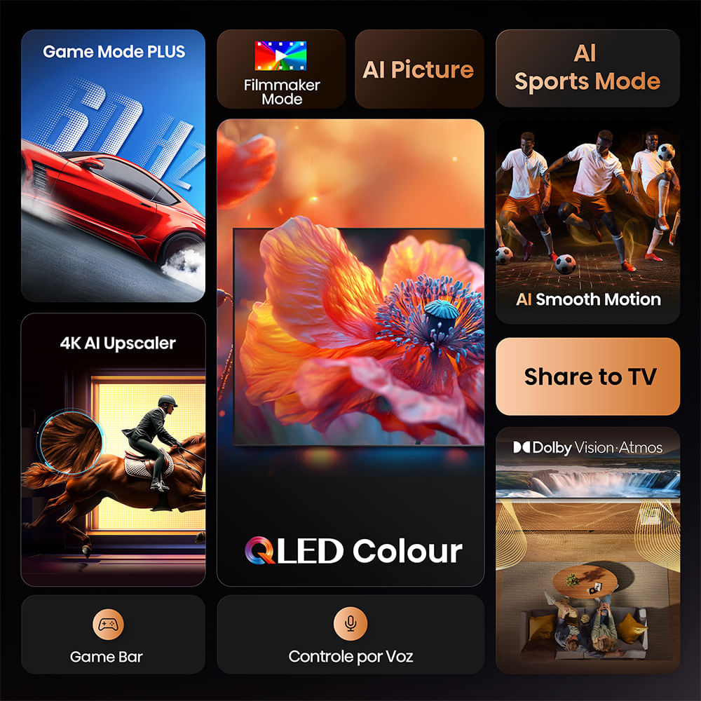 Smart TV Hisense QLED 4K 65" Polegadas com Dolby Vision, Dolby Gaming, Alexa e Google - 65Q6QV Bivolt