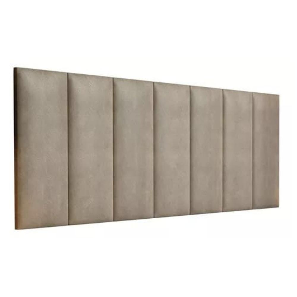 Miniatura Kit 8 Módulos Estofados Cabeceira Cama Casal 20x60cm Bege