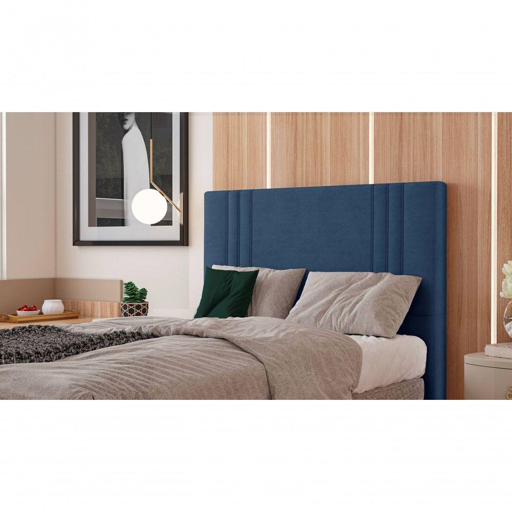 Miniatura Cabeceira Box Queen Londres Linho Em Veludo Cor:azul