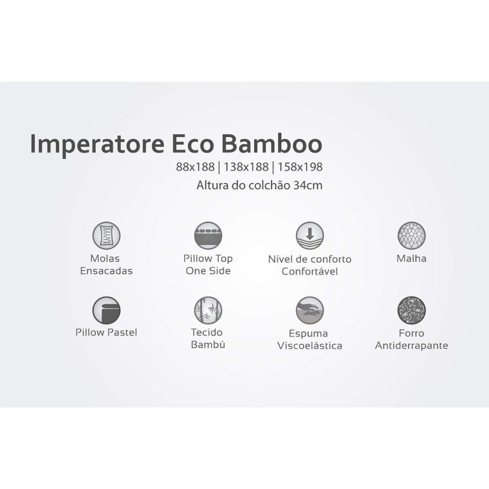 Cama Box Baú Queen: Colchão Molas Ensacadas Herval Imperatore Eco Bamboo + Base White(158X198)