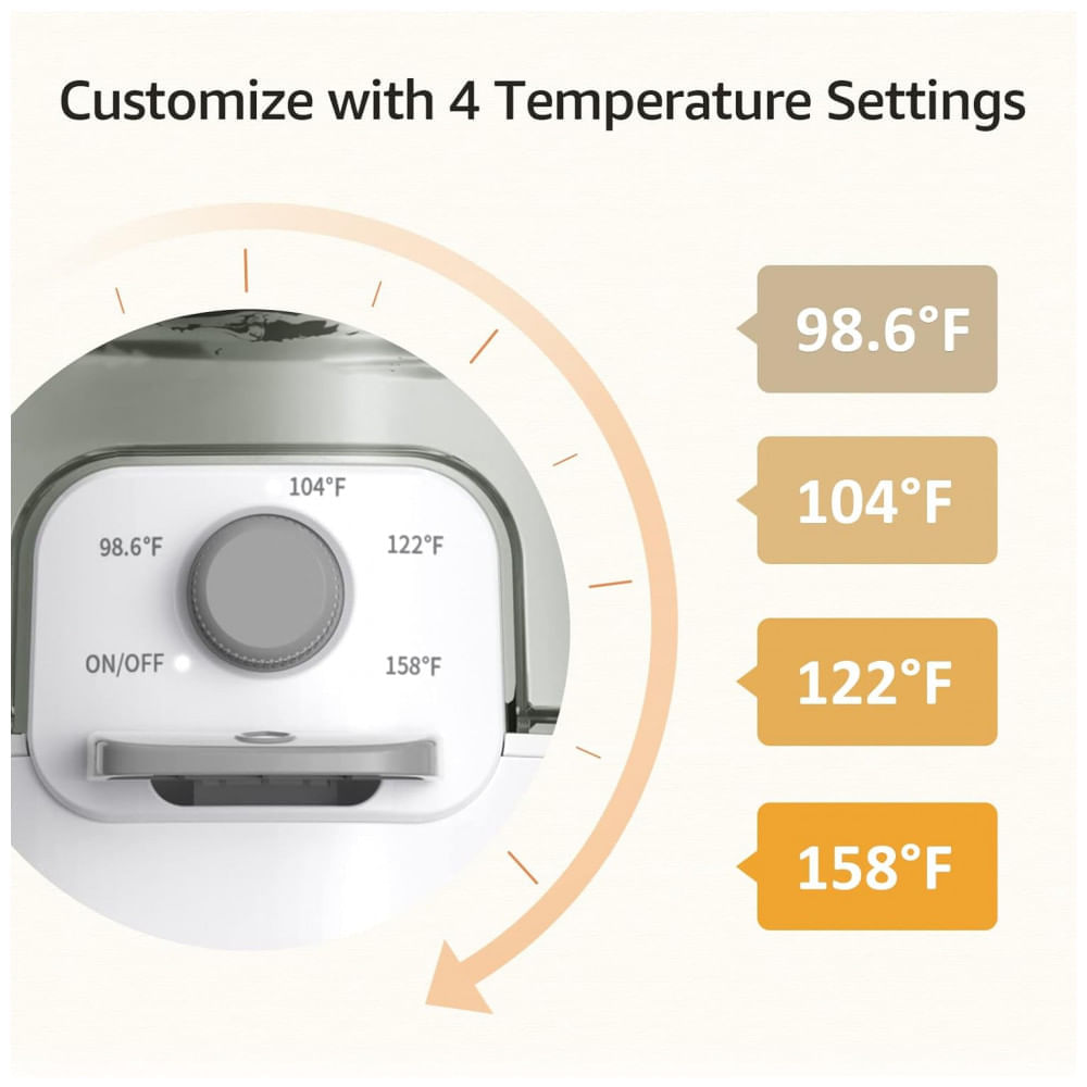 Aquecedor de Mamadeiras com Controle Preciso de Temperatura com Dispensador de Água, GROWNSY, Branco