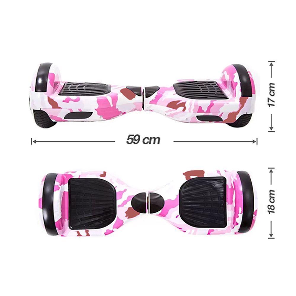 Miniatura Hoverboard Overboard Skate Elétrico Led Rosa Camuflado Nº5