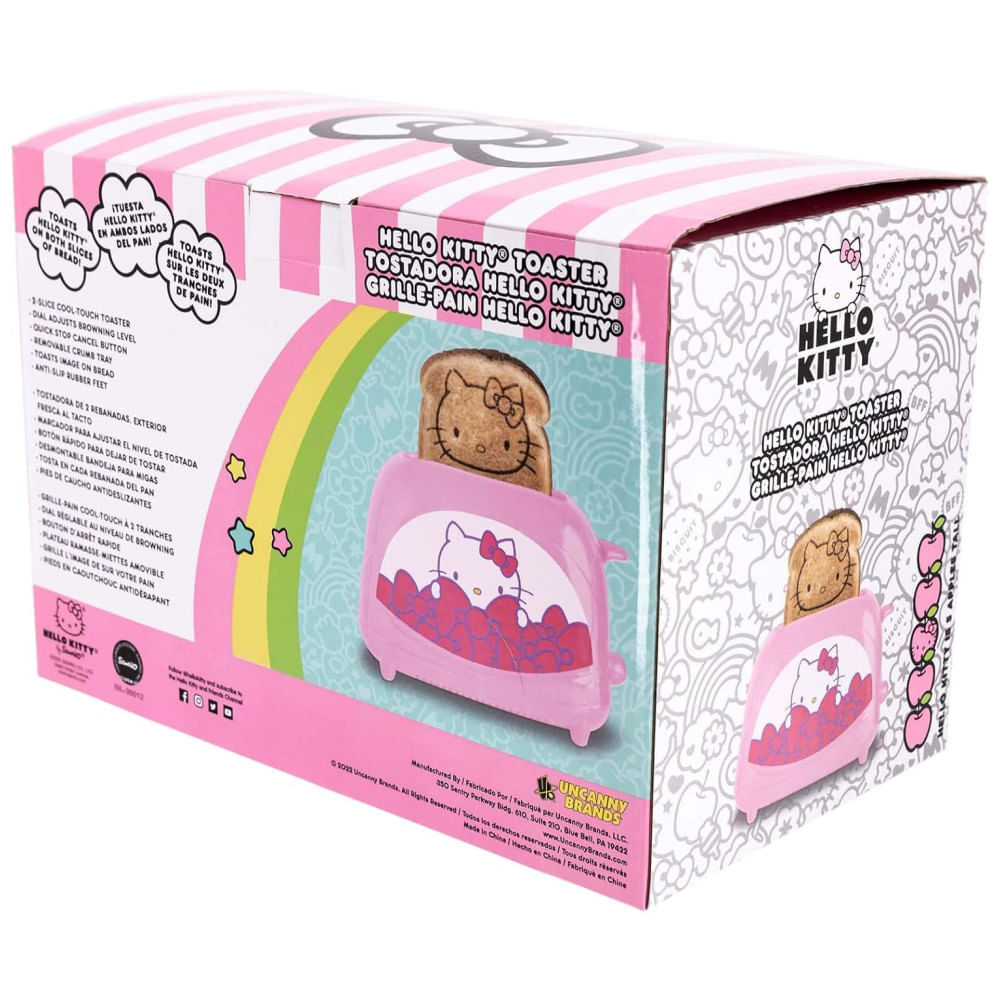 Torradeira 2 Fatias com Tema Hello Kitty e Termostato Ajustável, 110V 700W, Uncanny Brands, Rosa 110v