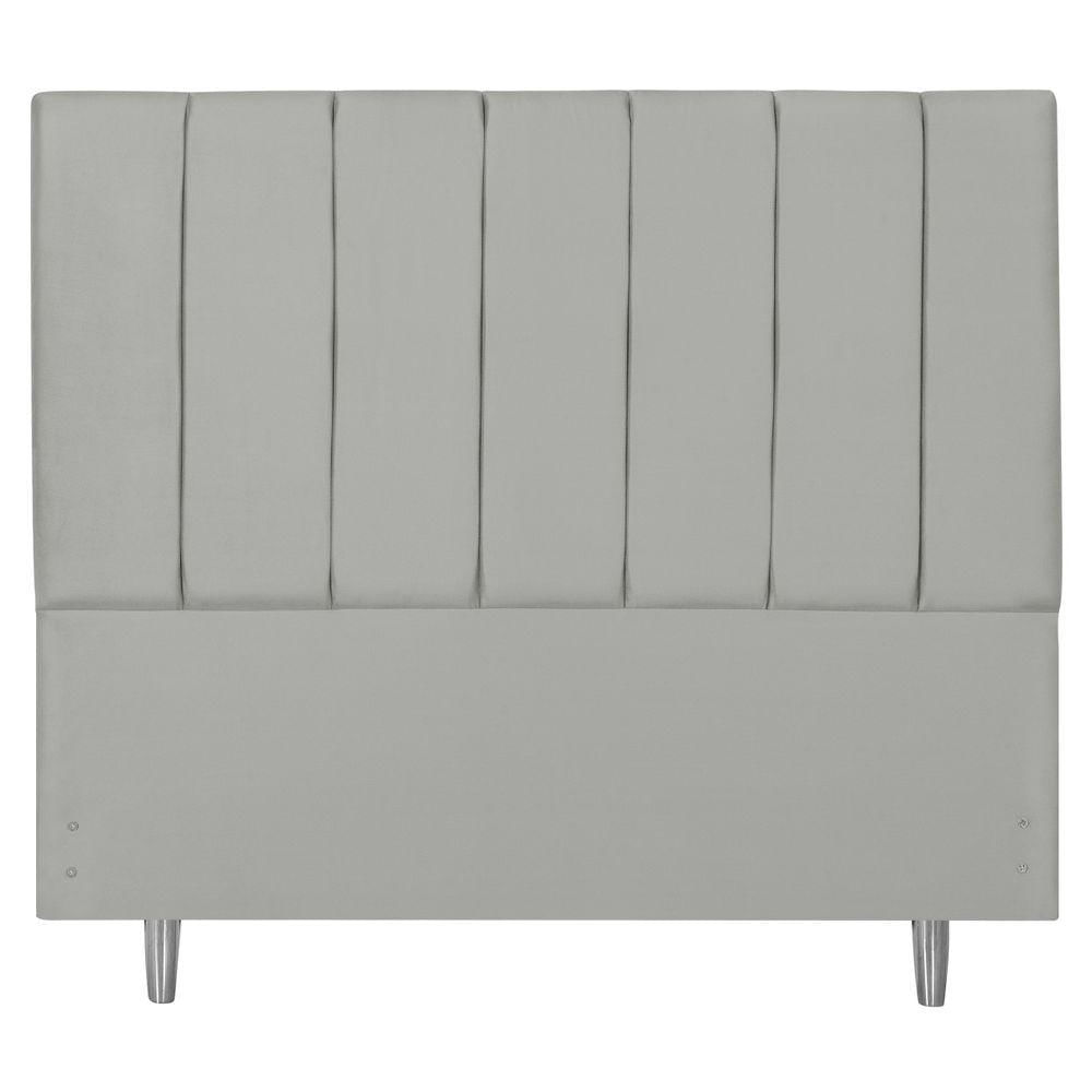 Miniatura Cabeceira Estofada Carla Box Casal 140cm Veludo Cor:cinza Claro