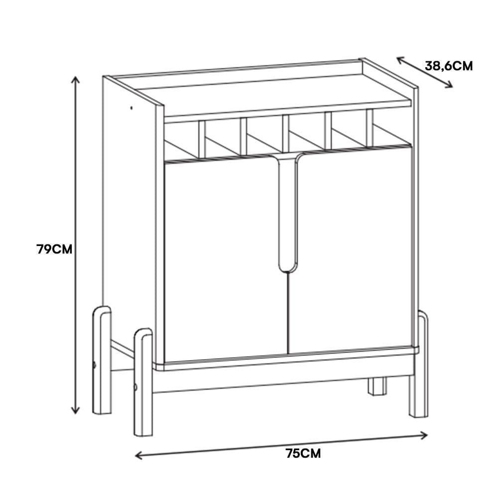 Miniatura Aparador Barzinho Lizz Com Adega 2 Portas Cedro - Casa D Cedro