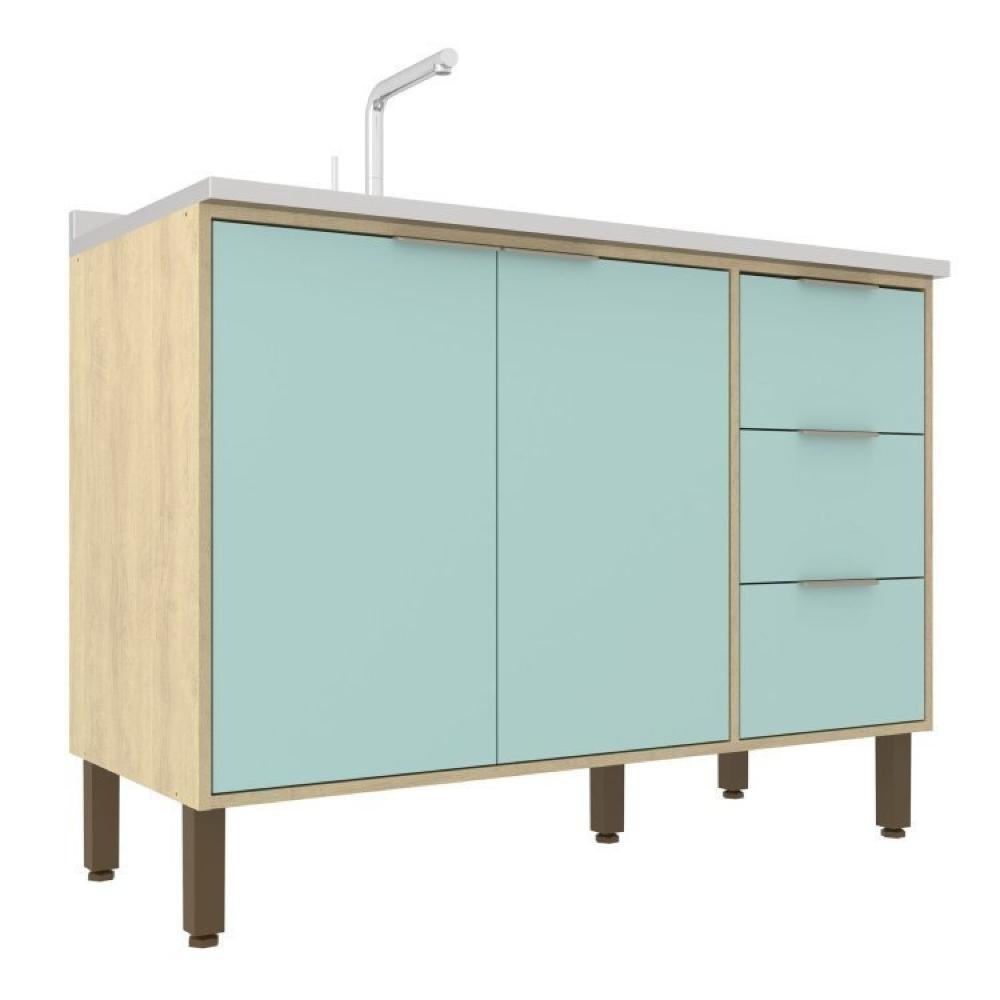 Jogo De Cozinha Modulada 5 Peças Karine Carvalho/Pistache Móveis Sul Moveis Sul Carvalho/Pistache