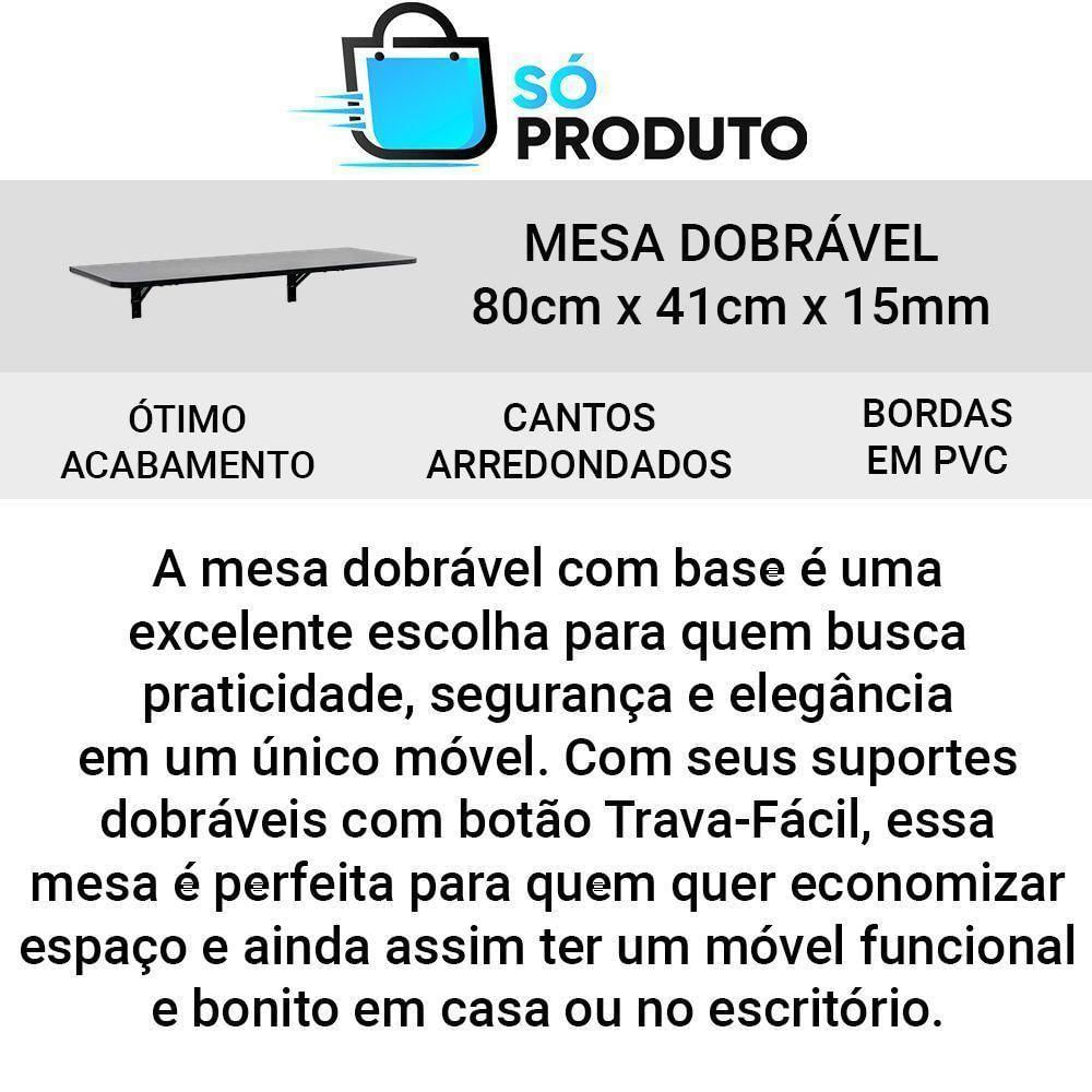 Miniatura Mesa Suspensa Em Mdp Retrátil Para Paredes Preta 80X41Cm