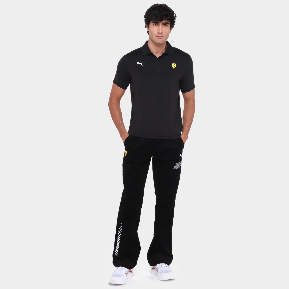 Miniatura Camisa Polo Puma Ferrari Race Cloudspun Masculina Preto - G