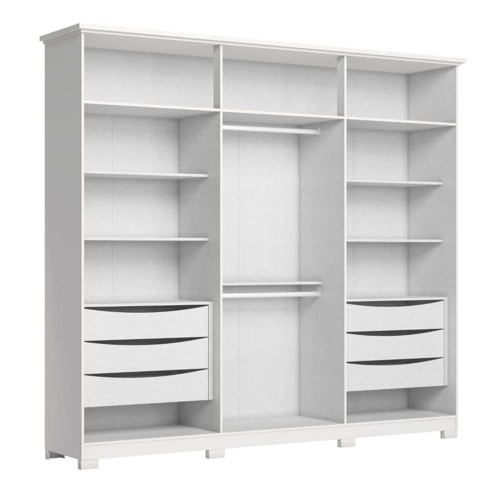 Guarda-Roupa Casal Nova York Prime 6 Portas com Amortecimento 6 Gavetas com Usinagem Expresso Móveis Branco