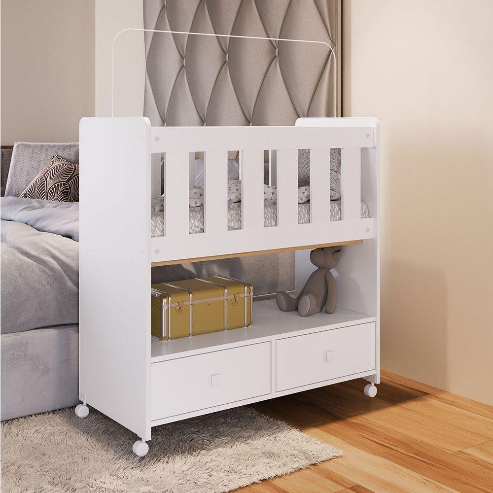 Miniatura Mini Berço Moisés Colchão Suporte Mosquiteiro Nicho Branco