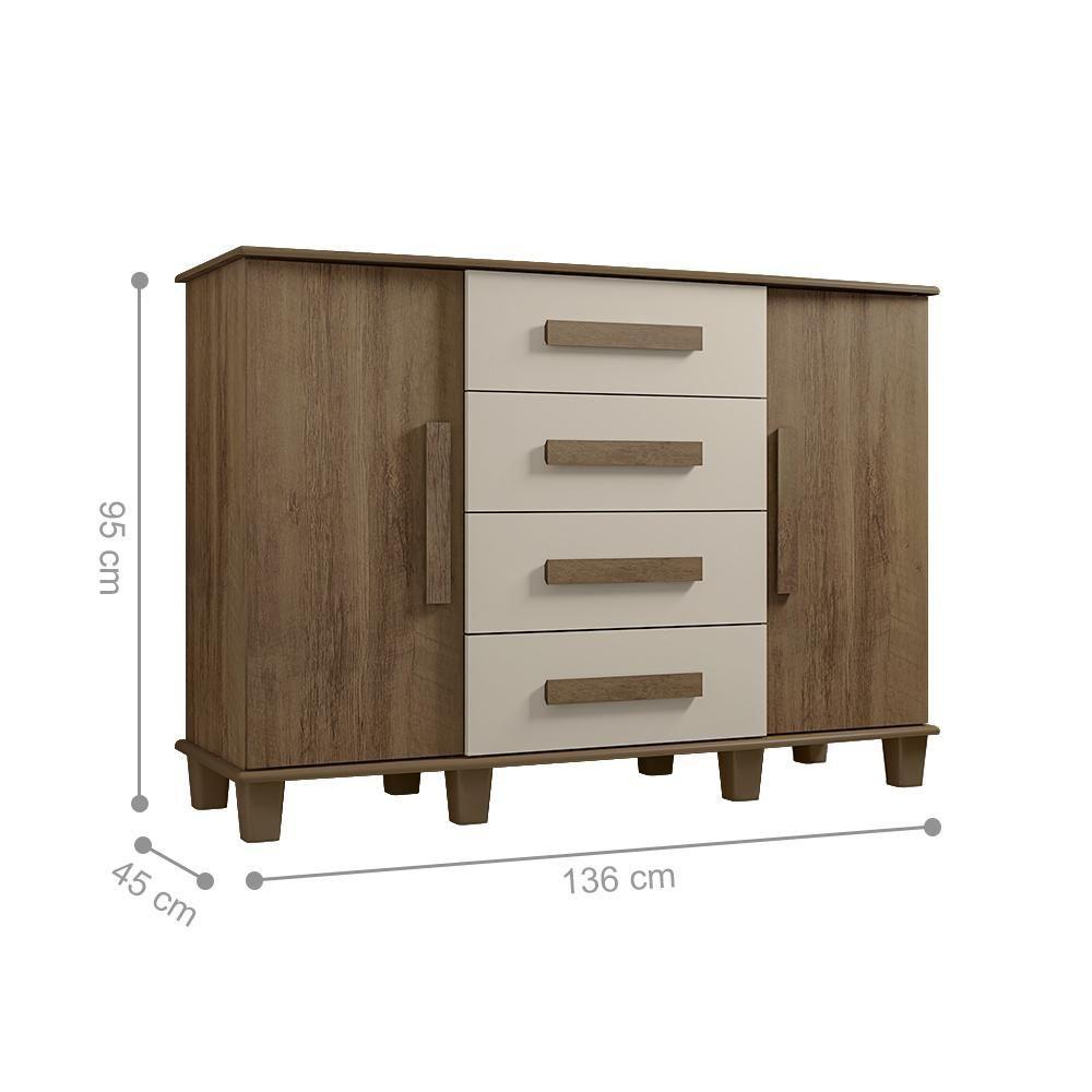 Miniatura Cômoda Com 4 Gavetas Renens Freijó Off White