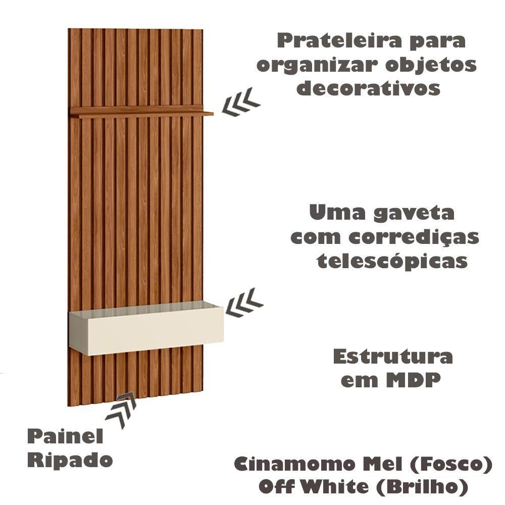 Painel Ripado Placa Tv 60 Projetta 265x100 Cinamo Mell Off White Mbl Cinamo Mell Off White