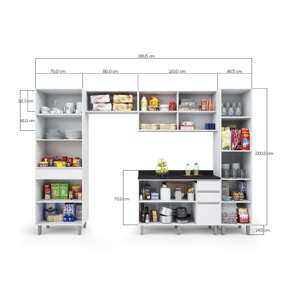 Miniatura Armário De Cozinha Completa Class 5 Peças 10 Portas Branco
