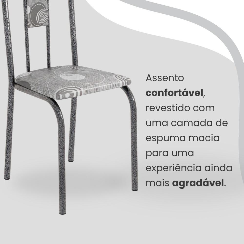 Miniatura Conjunto Sala de Jantar Mesa Redonda 75cm Tampo Granito Ocre 4 Cadeiras Linda Yescasa Paraopeba/Prata