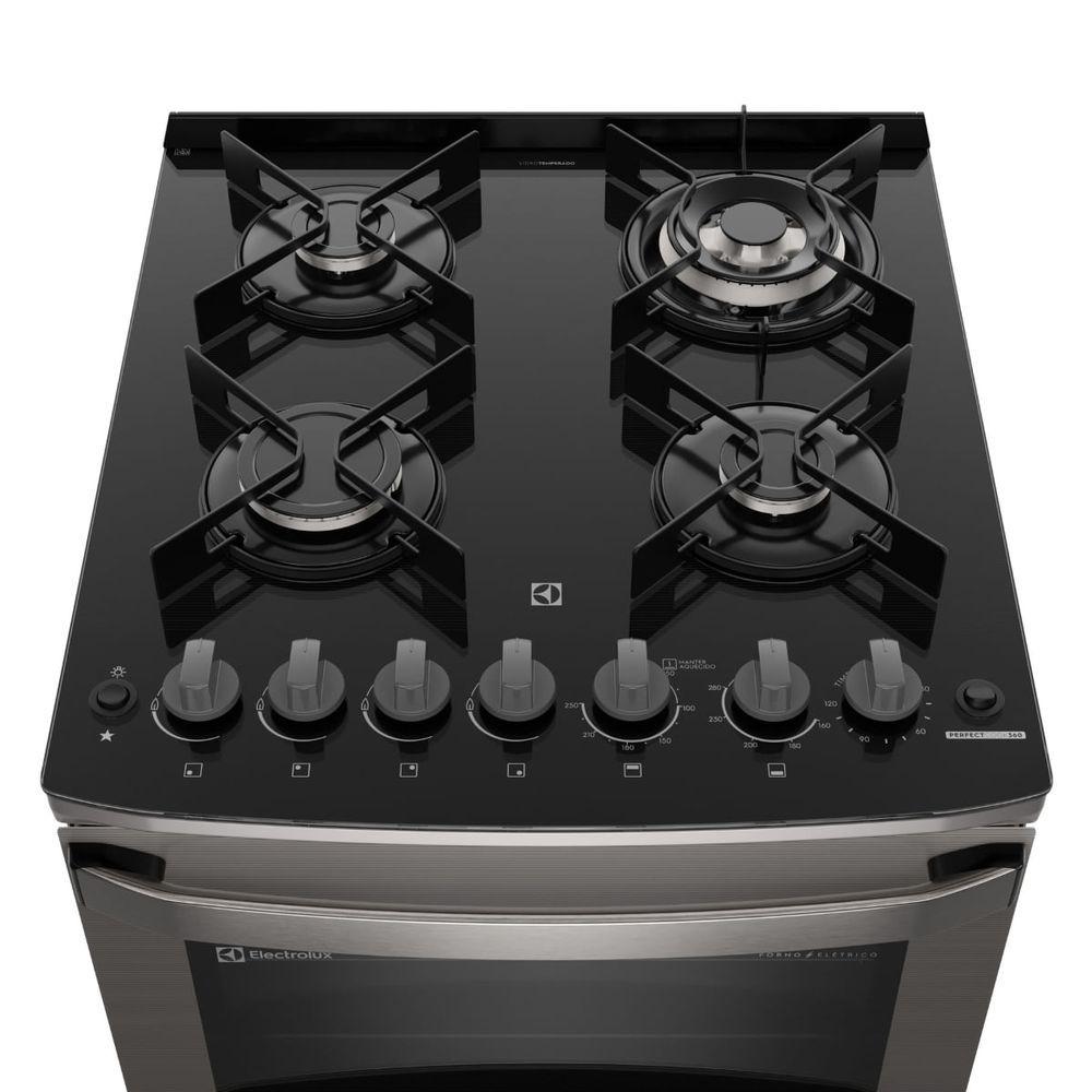 Miniatura Fogão Electrolux FE4DC com Forno Duplo PerfectCook360 4 Queimadores Cinza 110V