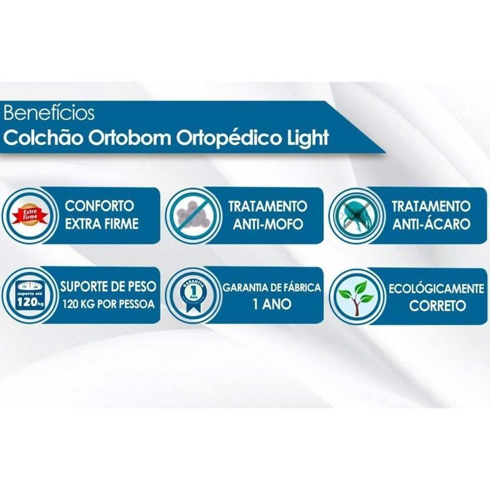 Cama Box Baú King: Colchão Ortopédico Ortobom Light + Base Crc Courano White(186X198)