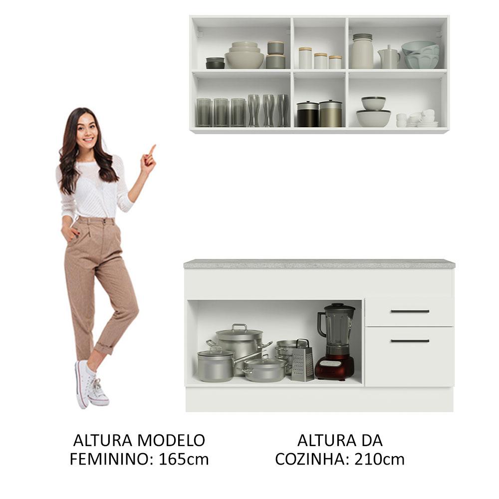 Miniatura Armário de Cozinha Compacta 150cm Branco Agata Madesa 01 Branco