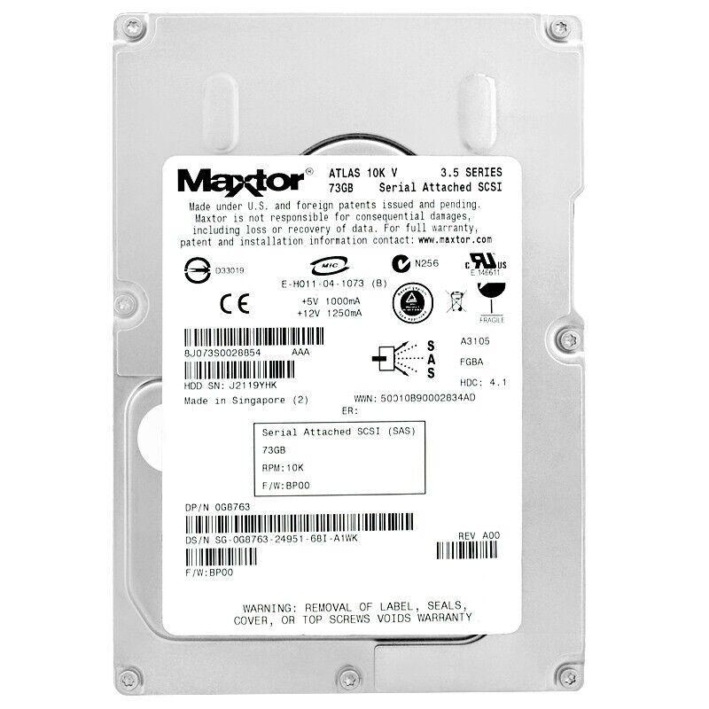 Miniatura Hd Sas Dell Maxtor 73Gb 10K 3.5 0G8763 G8763 Rec