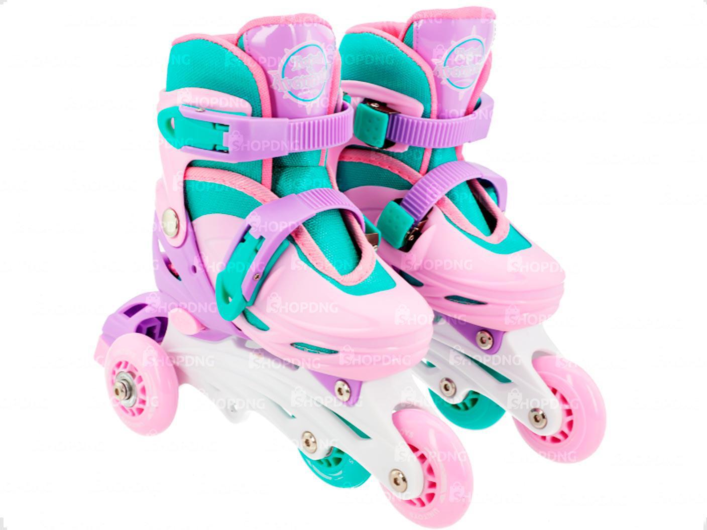 Miniatura Patins Inline Rosa/Roxo Triline Roller 30 Ao 33 Kit Proteção