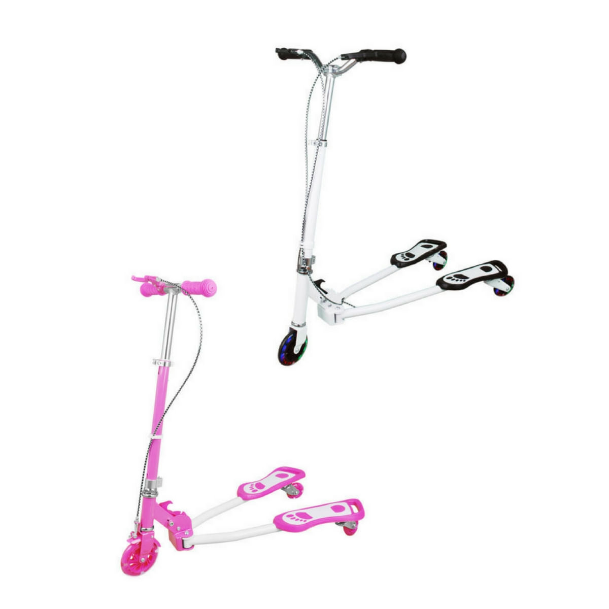 Miniatura Kit 2 Patinete Frog Infantil 3 Rodas Com Luzes Dm Toys