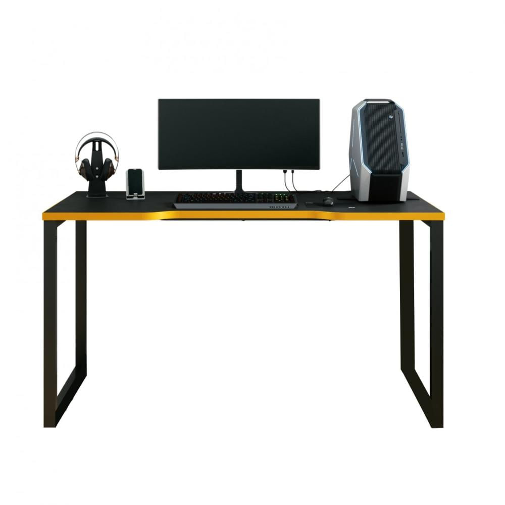 Miniatura Mesa Gamer Pandin Móveis Preto/Amarelo