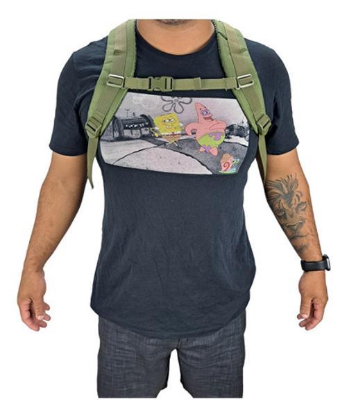 Miniatura Bolsa Mochila Resistente Trava No Peito Cor Verde 40L Viajem