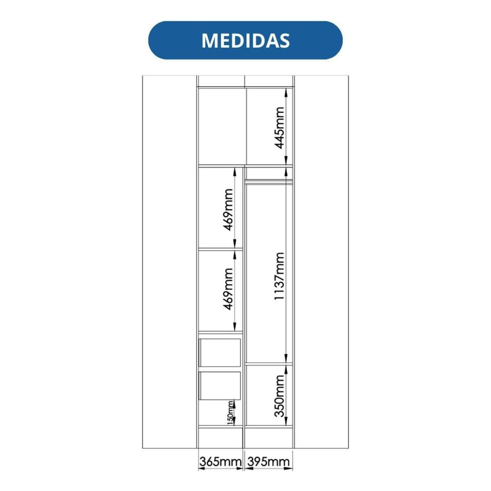 Miniatura Móveis para Quarto Módulo Canto Reto 2 Porta Infinity Cedro/ Blush Line