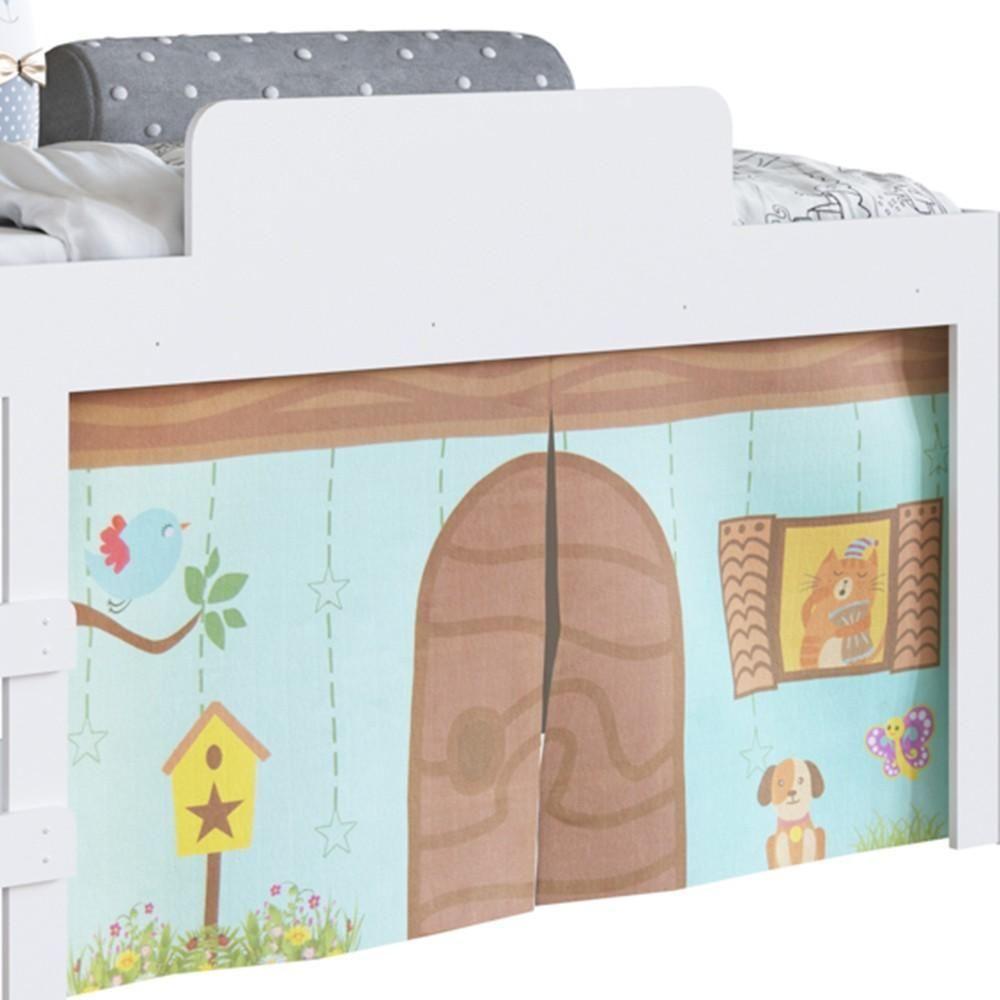 Miniatura Cama Elevada Com Cortina Alegria Meu Fofinho A05 Branco - Mpozenato
