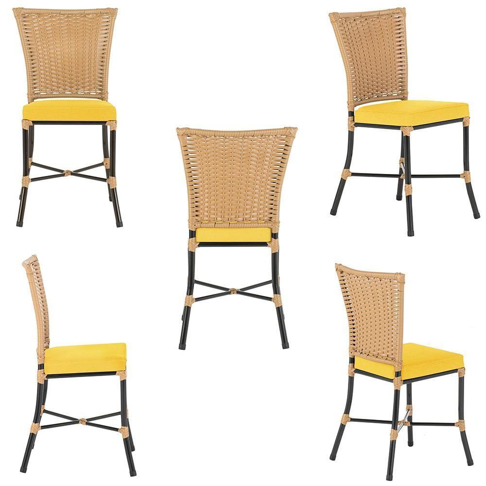 Miniatura Cadeira De Jantar Reforçada Em Alumínio E Fibra Estofado Impermeavel 4 Unidades Capuccinoráfia A04