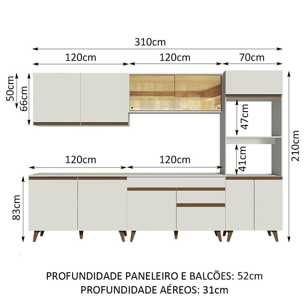 Miniatura Cozinha Completa Madesa Reims 310001 com Armário e Balcão - Branco Branco