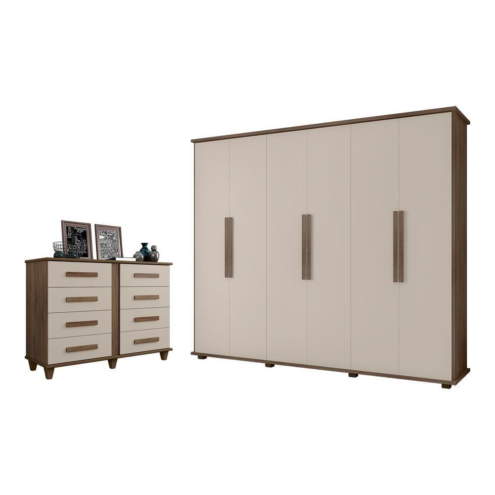 Miniatura Jogo Guarda Roupa E Cômoda Kanazawa Freijó Off White