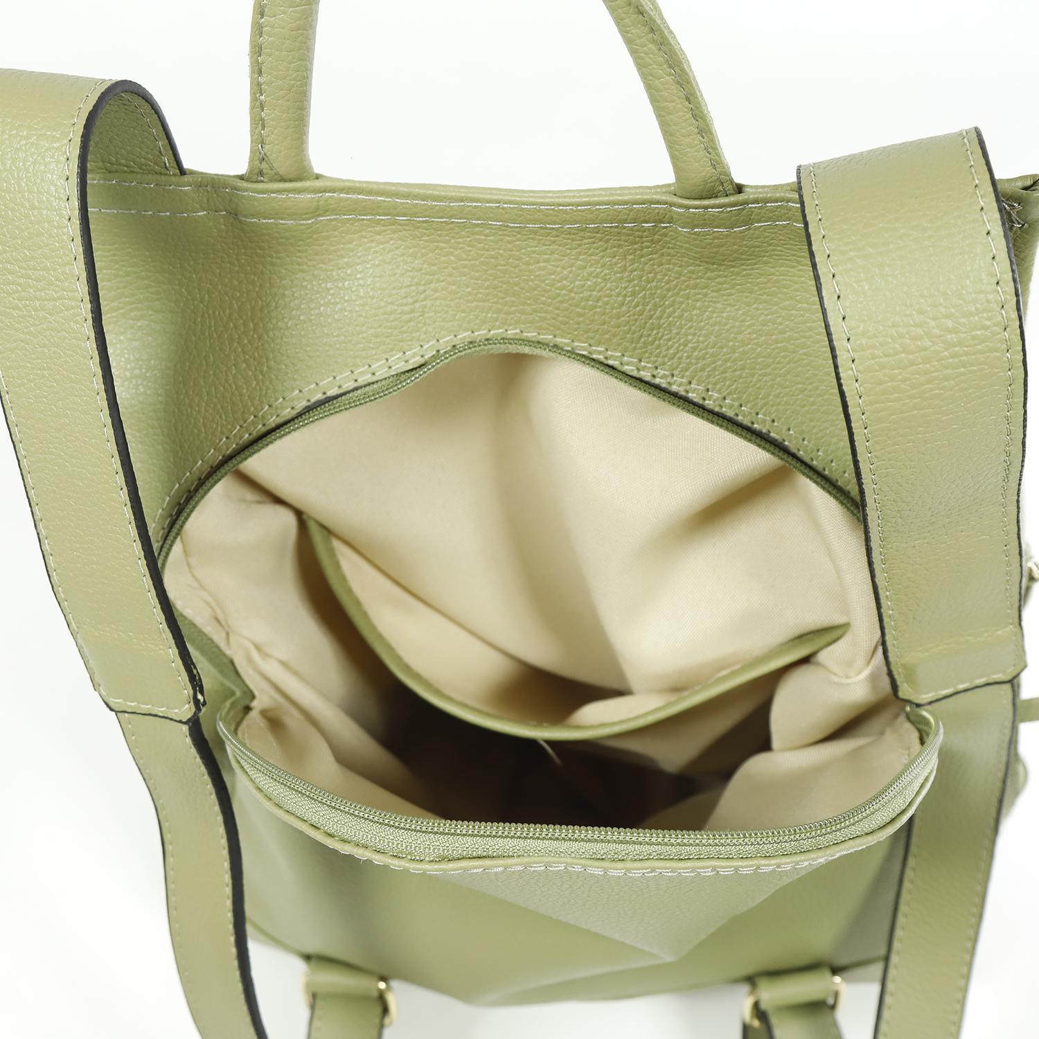 Miniatura Mochila Feminina Luxo Anti Furto Em Couro Legitimo Verde