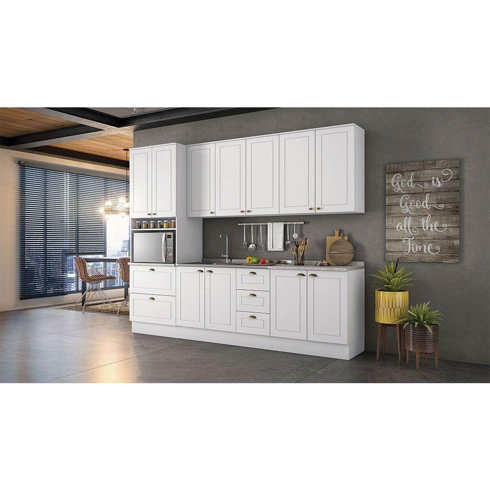 Miniatura Paneleiro Duplo Americana 220 Cm Para 1 Forno Henn Branco