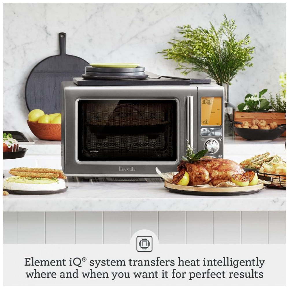 Miniatura Micro Ondas 3 em 1, 31 Litros em Aço Inoxidável Escovado, 110V 1400W, Breville, Prata