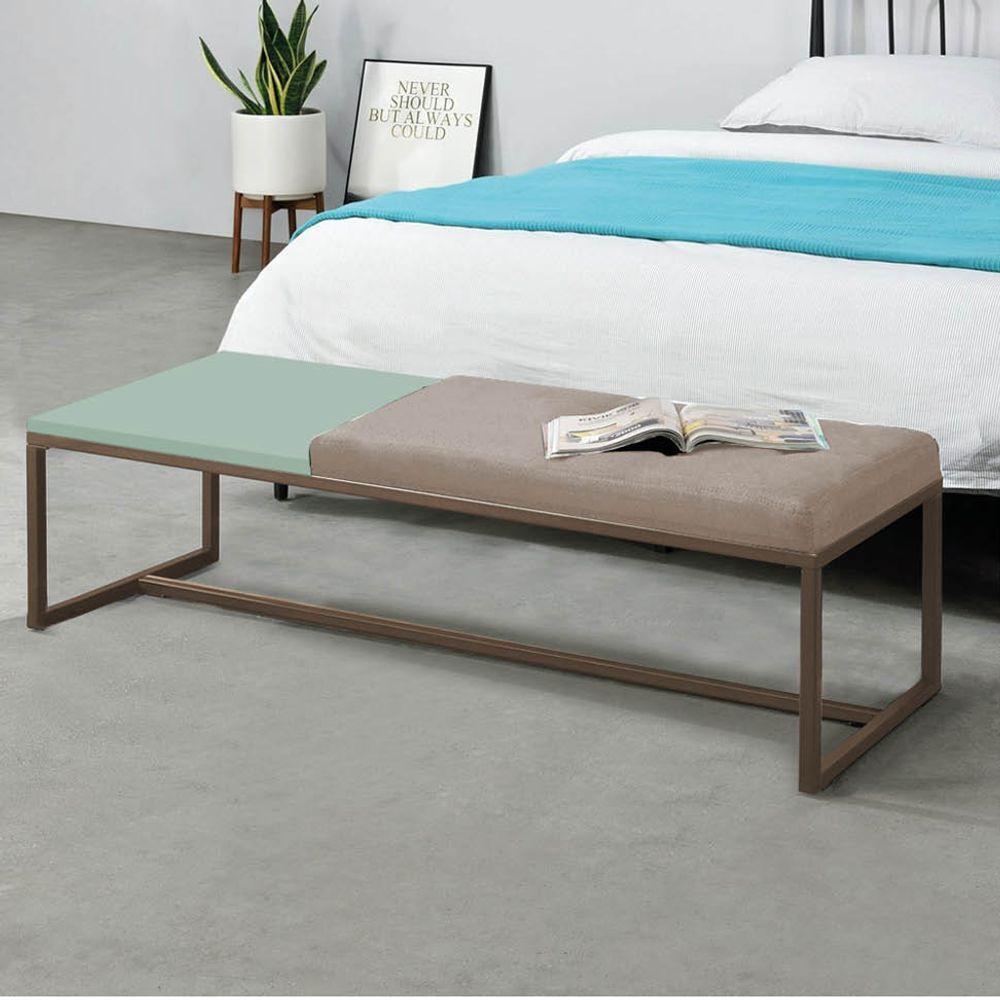 Miniatura Calçadeira Recamier Londres 195cm Marrom Suede Bege Mdf Verde - Ahazzo Móveis