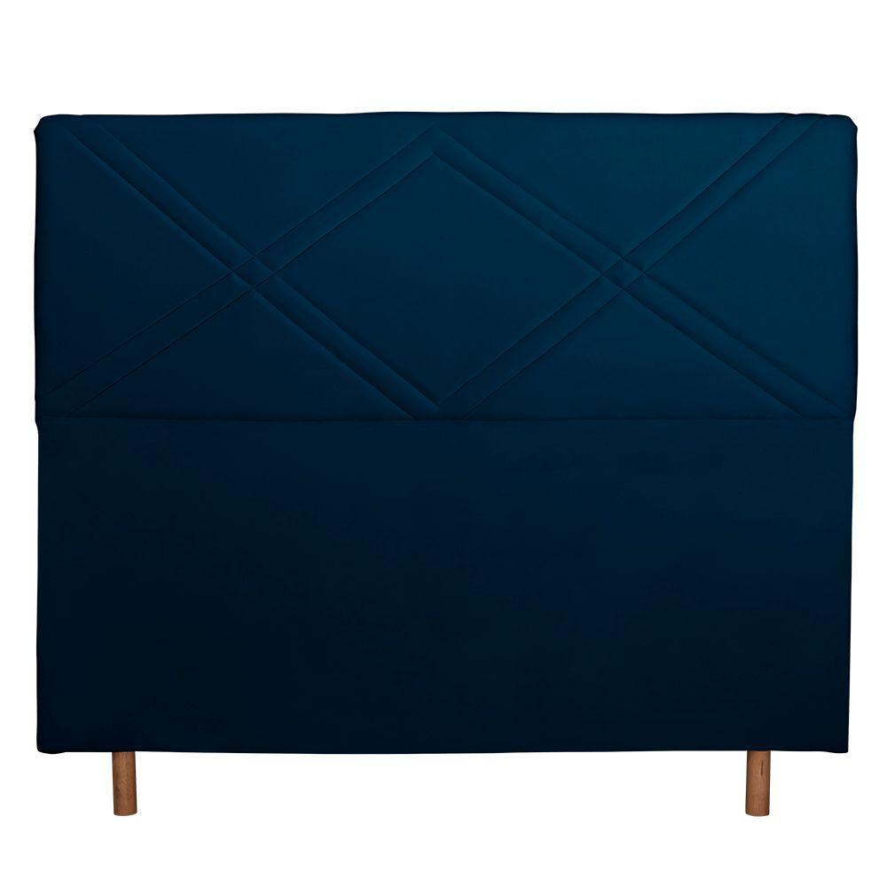 Miniatura Cabeceira Cama Box Queen Caribe 160cm Veludo Azul Marinho