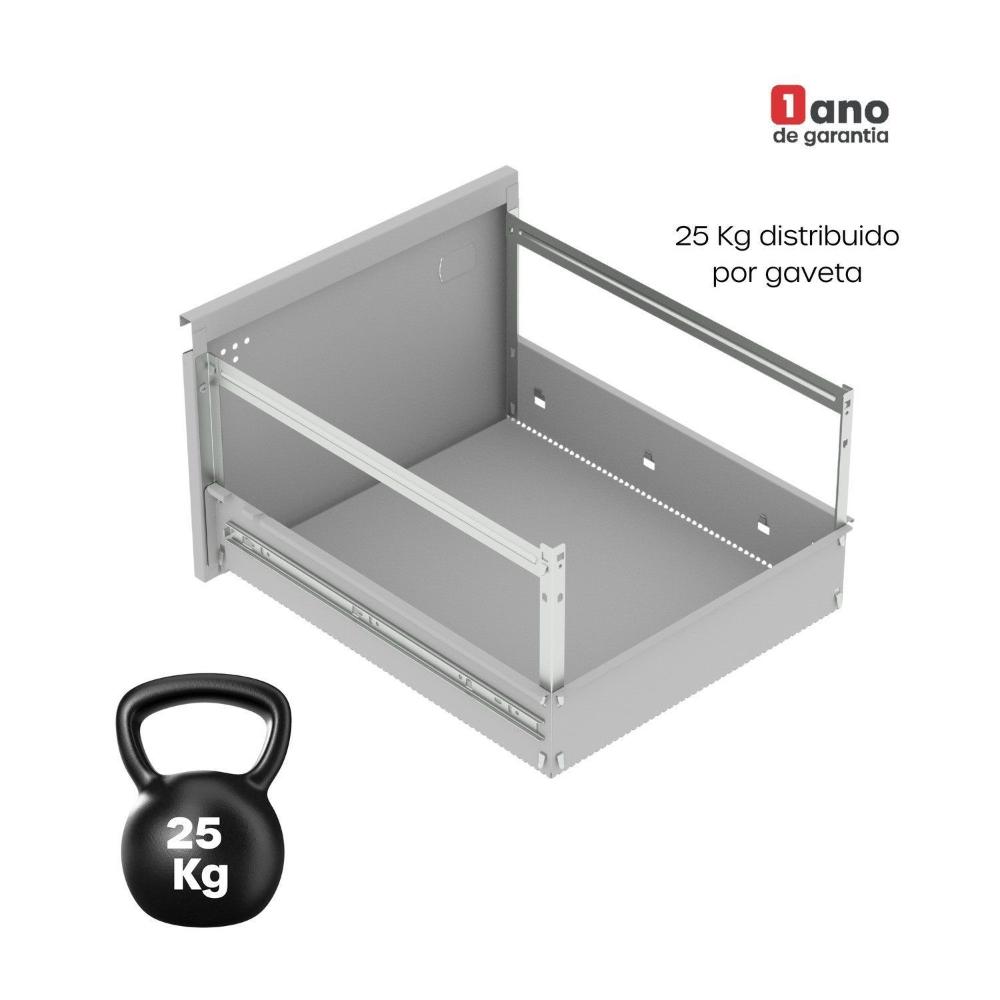 Gaveteiro Arquivo em Aço 4 Gavetas com Trilho Telescopico Of04sltcm Cinza