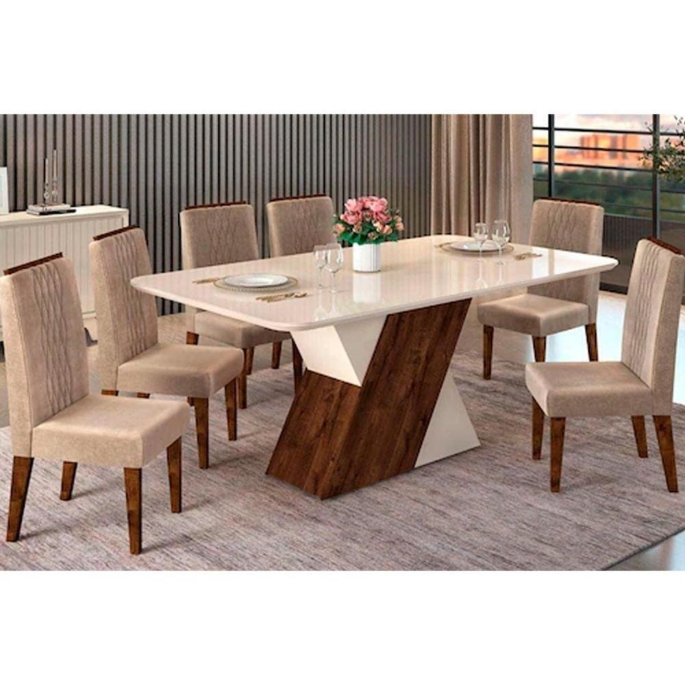 Cadeira Sala De Jantar Lia Kit 2 Un Carvalho Nobre/linho Mate - Dj Móveis