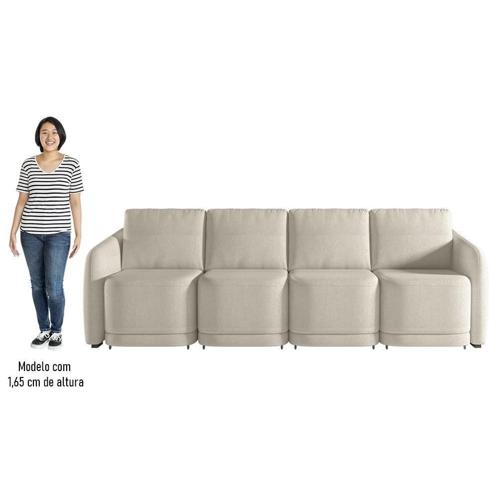 Miniatura Sofá Cama Casal Para Sala 316cm Polska K04 Bouclê Bege - Mpozenato