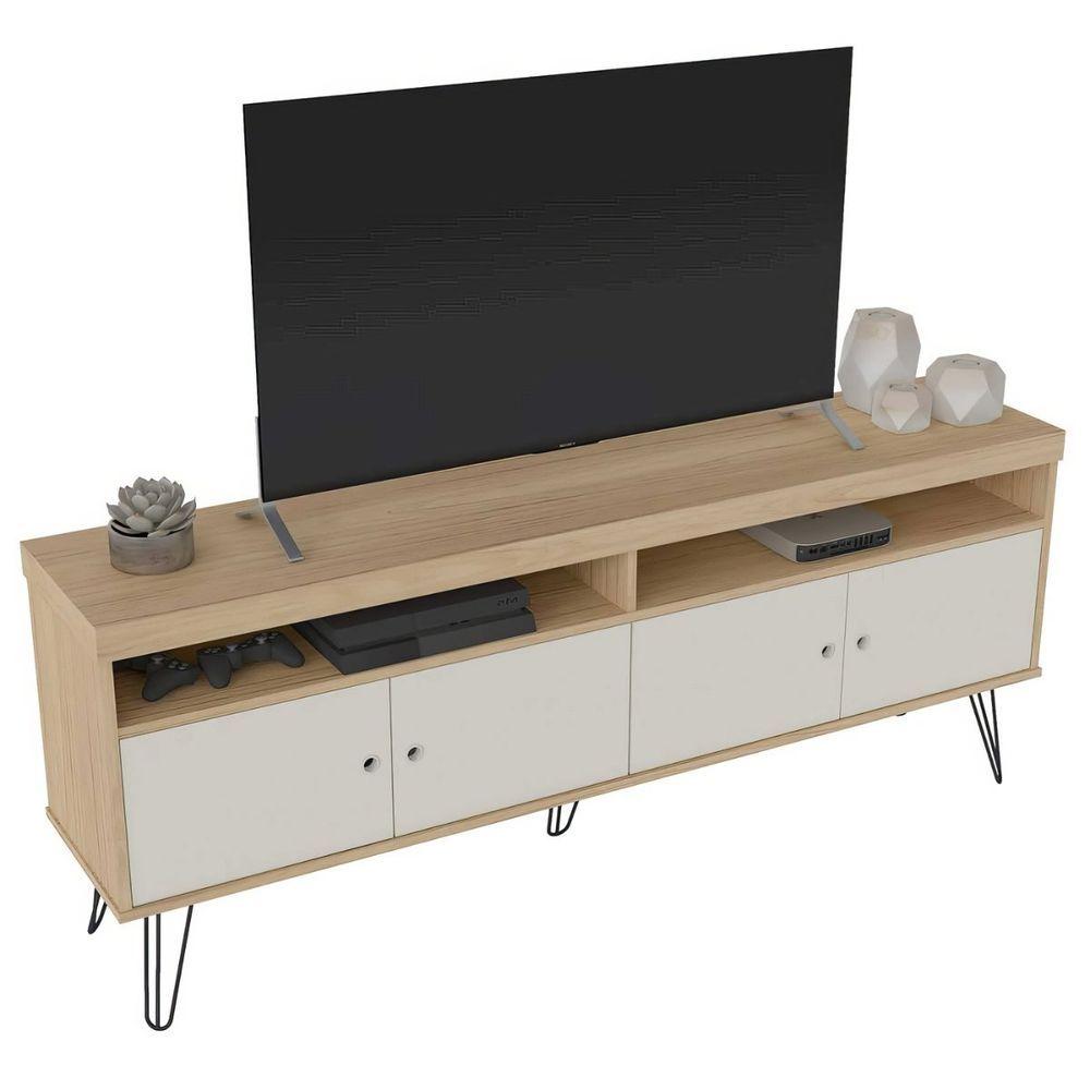 Rack Para Tv Até 65 4 Portas 2 Prateleiras E Nichos Liberty Carvalho off White