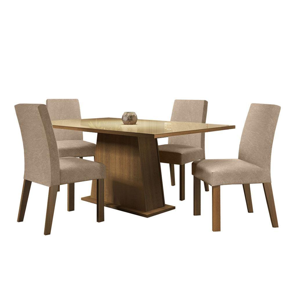 Miniatura Mesa Tampo De Vidro Com 4 Cadeiras Rustic/crema/imperial