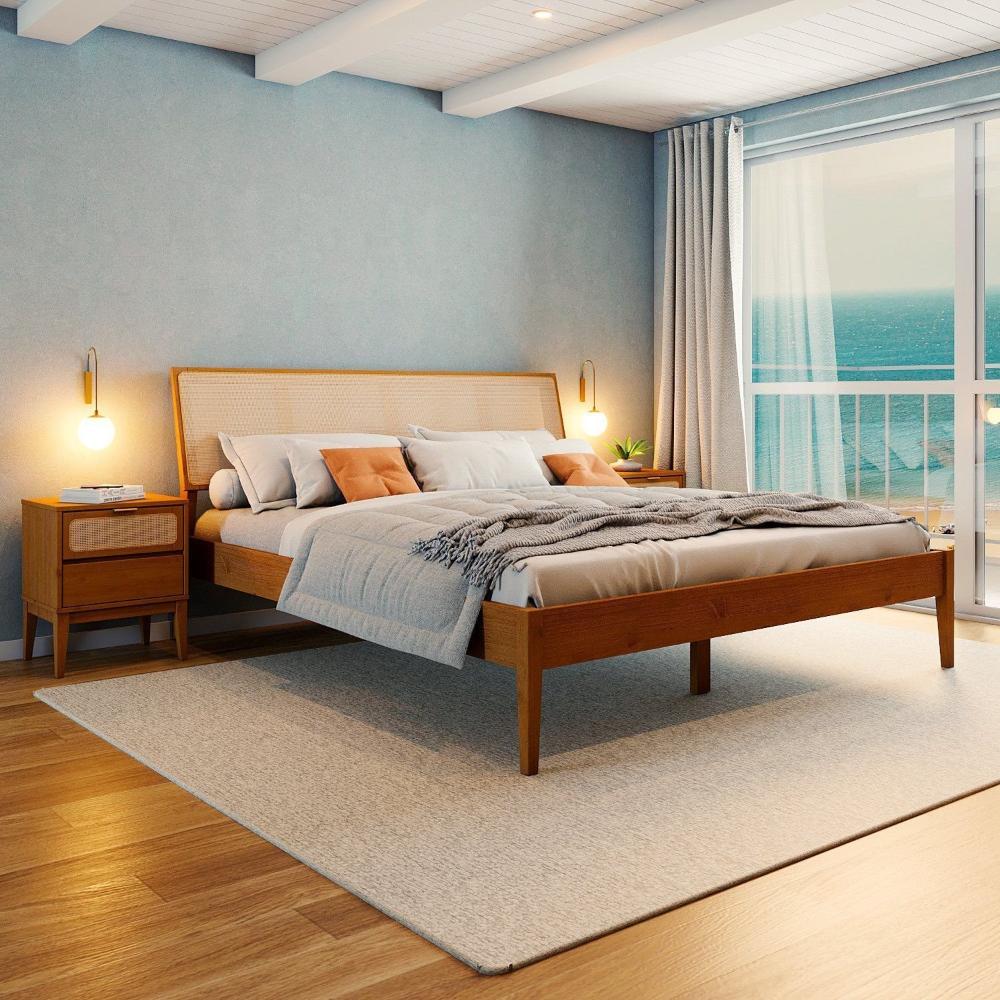 Miniatura Cama Queen com Madeira Maciça Viena Mel