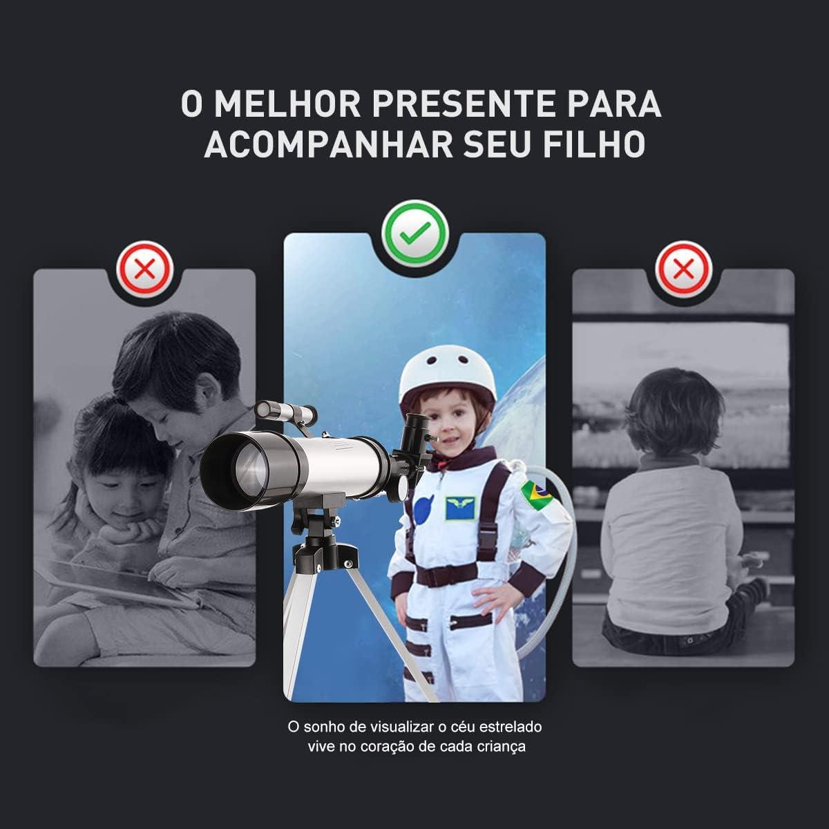 Miniatura Telescópio Astronômico Portátil Compacto Ampliação 90X Tripé