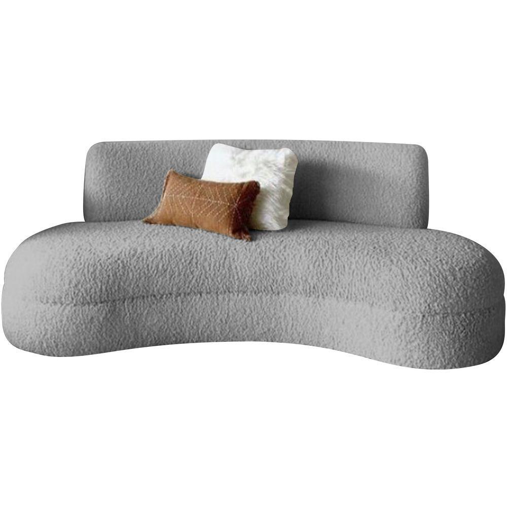 Miniatura Sofá Divã Curvo Sala De Estar Maria 180 Cm Bouclé - Adj Decor Cor Cinza